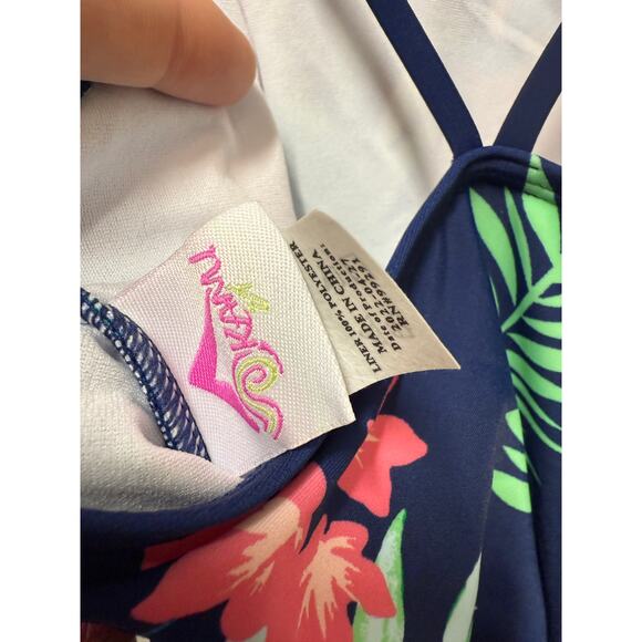 NWT Kanu Surf Girls' Daisy Beach Sport 1-Piece Swimsuit, Leonie Floral Navy, 14 - Picture 5 of 7